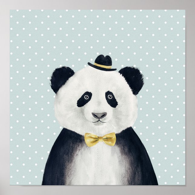 Poster Urso Panda de Aquarela (Frente)