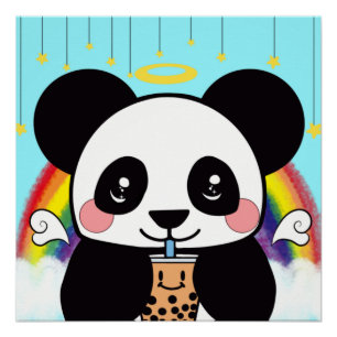 Póster Urso Panda Kawaii Boba