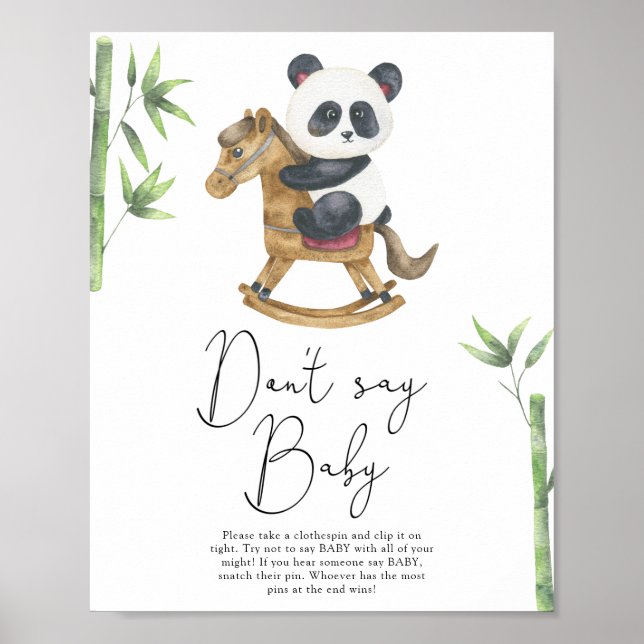 Poster Urso Panda Não diga bebê (Frente)