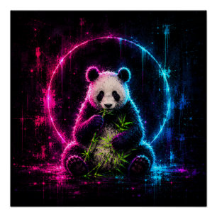 Póster Urso Panda Neon