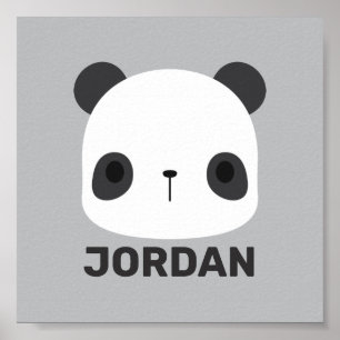 Poster Urso Panda Pequeno Fofo com Nome Personalizado