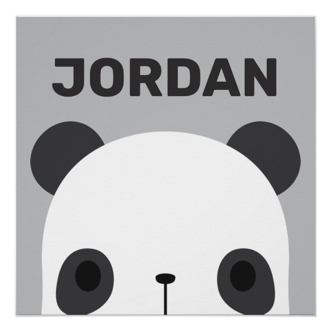 Póster Urso Panda Pequeno Fofo com Nome Personalizado (Frente)