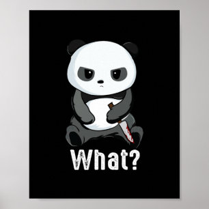 Poster Urso panda ruim com panda lutando com faca no nata