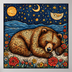 Poster Urso Pardo dormindo