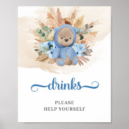 Poster Urso peludo-peludo-tropical pampas bebe sinal de m