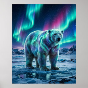 Poster Urso Polar Aurora Céu do Norte