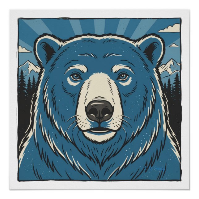 Póster Urso Polar Azul (Frente)