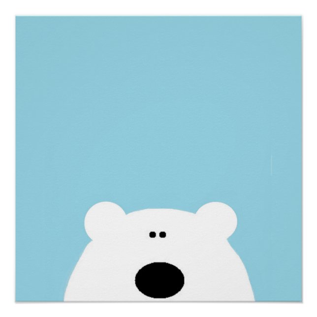 Póster Urso Polar Azul Arte Cartoon  (Frente)