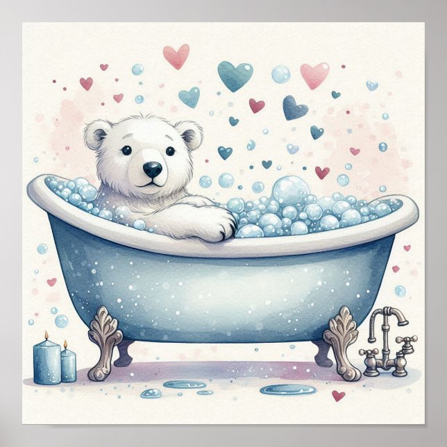 Poster Urso Polar Banho de Espuma (Frente)