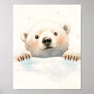 Poster Urso Polar Bebê Na Decoração Da Sala De Berçário D