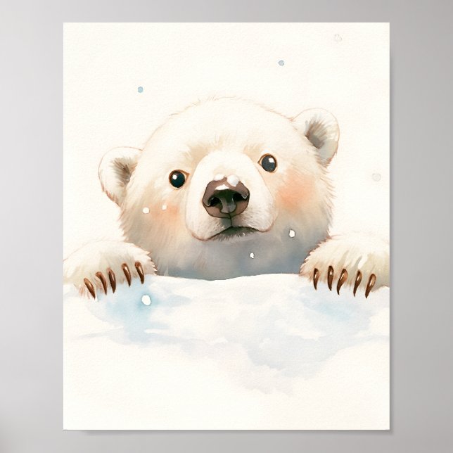 Poster Urso Polar Bebê Na Decoração Da Sala De Berçário D (Frente)