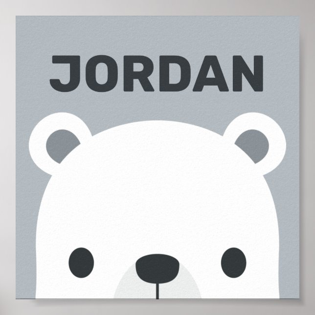 Poster Urso Polar Bonito com Nome Personalizado (Frente)