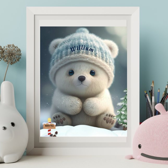 Poster Urso Polar Bonito na Arte Personalizada do Chapéu  (Criador carregado)