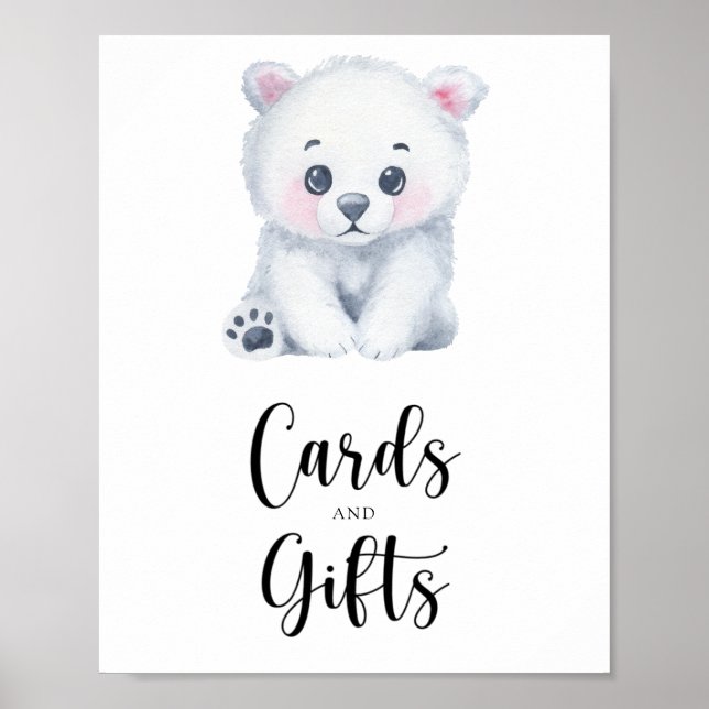 Poster Urso polar - cartões e presentes baby shower (Frente)