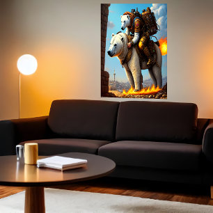 Poster Urso polar cavalgando um urso polar   AI Art Poste