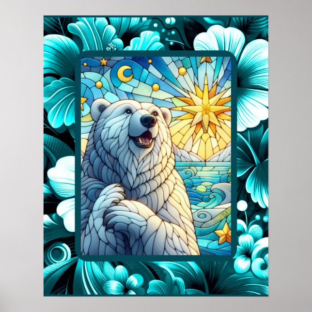 Poster Urso Polar Cinzento Grátis Vidro Escondido (Frente)