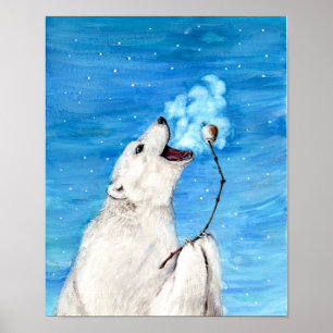 Póster Urso Polar com Marshmallow Torrado