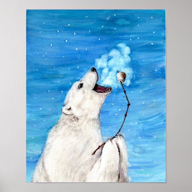 Póster Urso Polar com Marshmallow Torrado (Frente)