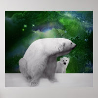Urso Polar, Cubo e aurora das Luzes Nortes