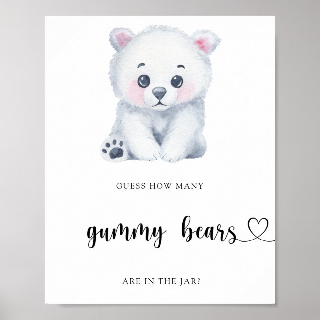 Poster Urso Polar de Inverno - adivinhe quantos ursinhos  (Frente)