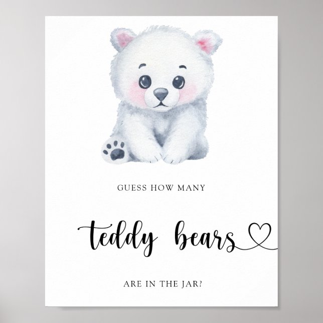 Poster Urso Polar de Inverno - adivinhe quantos ursinhos  (Frente)
