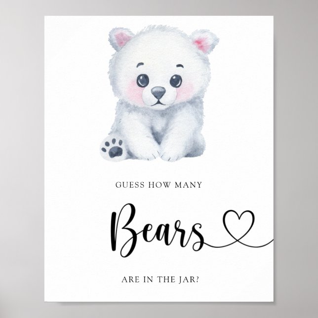 Poster Urso Polar de inverno - adivinhem quantos ursos (Frente)