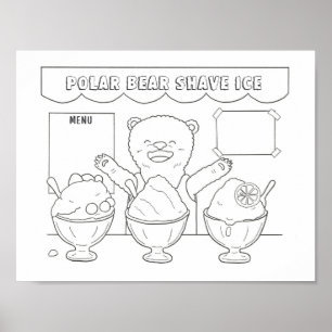 Poster Urso Polar Descarregável com Coloração de Gelo