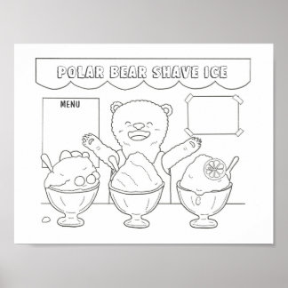 Poster Urso Polar Descarregável com Coloração de Gelo