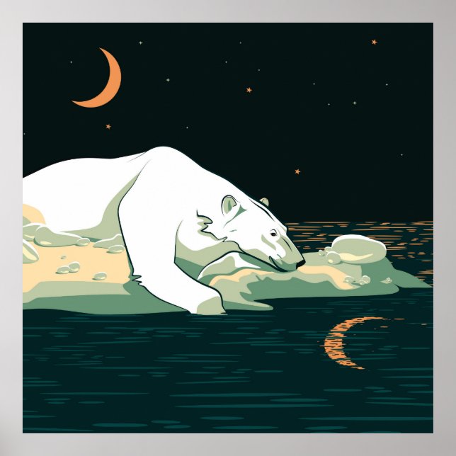 Poster Urso Polar e Lua (Frente)