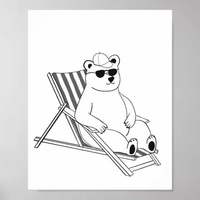 Poster Urso polar em cadeira de descanso (Frente)