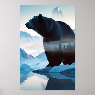 Poster Urso Polar Exposição Dupla Natureza Animal Fora