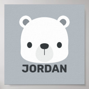 Poster Urso Polar Fofo com Nome Personalizado