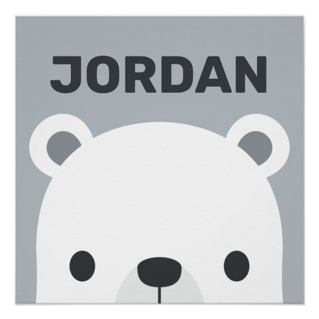 Póster Urso Polar Fofo com Nome Personalizado Post (Frente)