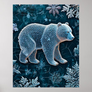 Poster Urso Polar Gelo Congelado Cristal Animal Ártico