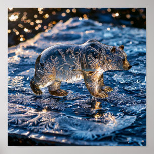 Poster Urso Polar Gelo Fantasia Frio Inverno Decoração Im