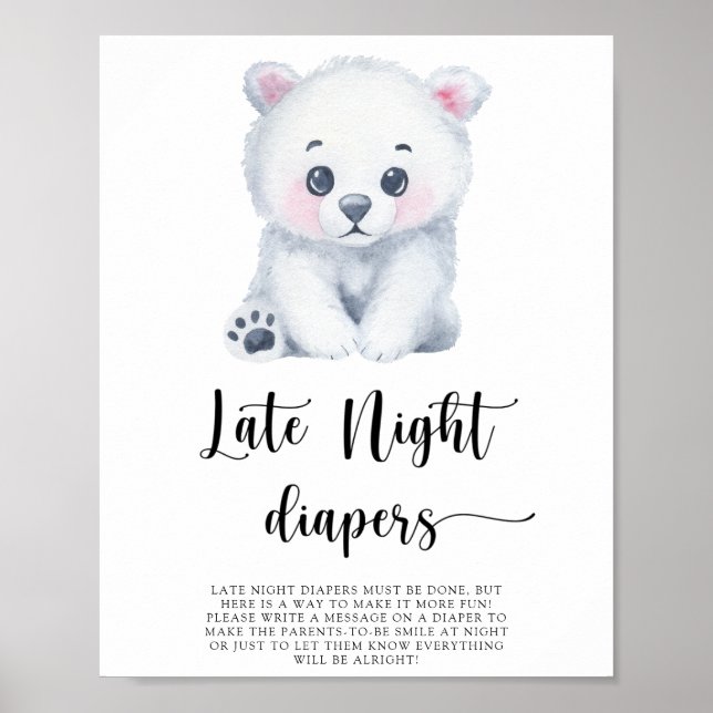 Poster Urso polar - Jogo de fraldas tarde da noite  Poste (Frente)