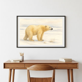 Poster Urso Polar Majestoso: Ártico de Cores Selvagens