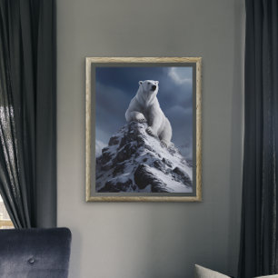 Poster Urso Polar Majestoso Em Cúpula de Neve