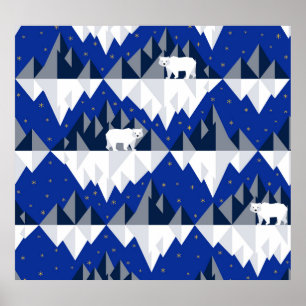 Poster Urso Polar no Padrão Iceberg Sem Olhos.