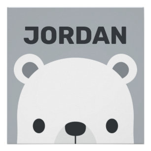 Póster Urso Polar Pequeno e Fofo com Nome Personalizado