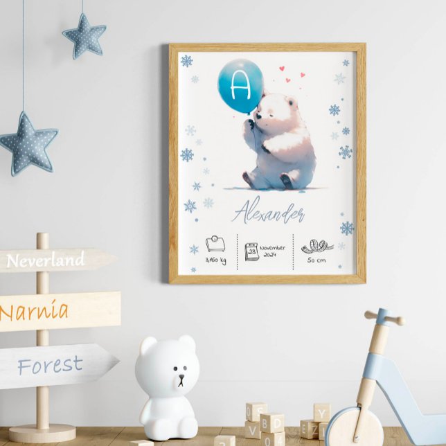 Poster Urso Polar Personalizado com Enfermeiro Balões (Criador carregado)