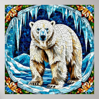 Poster Urso Polar Poderoso em Paisagem Ártica Congelada