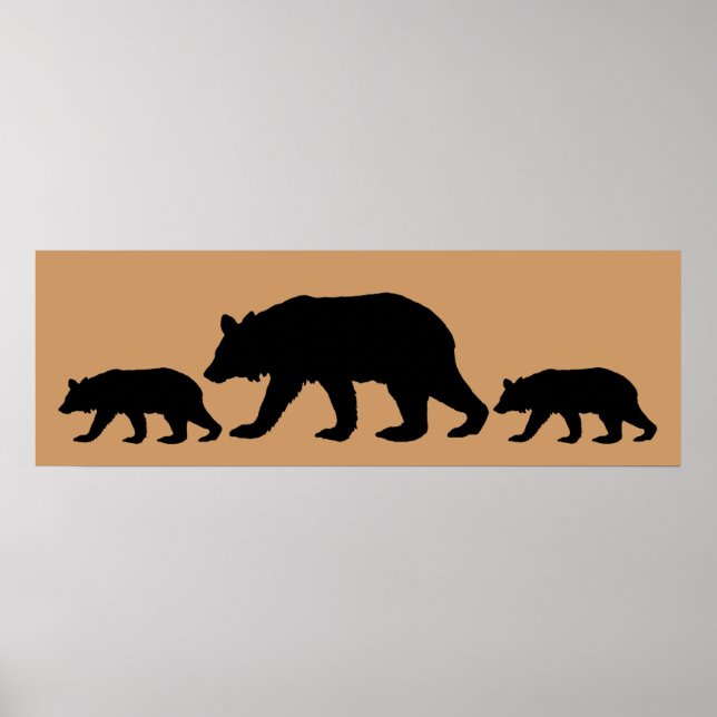 Poster Urso Preto e Cubos Silhueta (Frente)