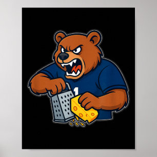 Poster Urso Ralando Queijo Engraçado
