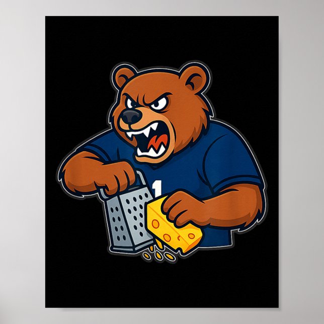 Poster Urso Ralando Queijo Engraçado (Frente)
