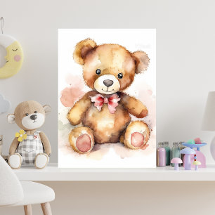 Poster Urso ursinho com aquarela arco