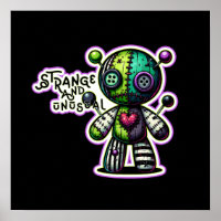 Urso Voodoo Coração Verde Roxo Estranho e Incomum
