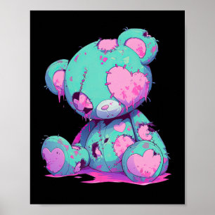 Poster Urso Zombie Testemunha Cutada e Gótico do Pastel K