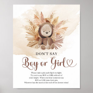 Poster Ursos de pelúcia neutra pampas Não Digam MENINA OU