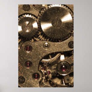 Póster Ursos de Relógio de Metal Steampunk